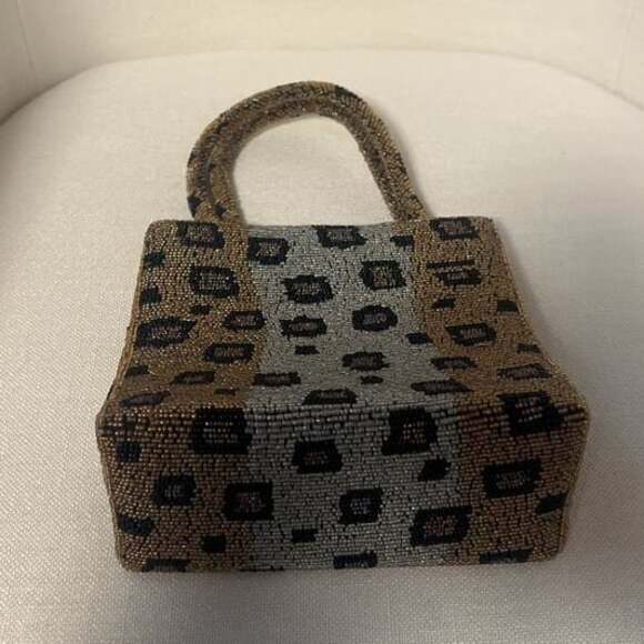 Leopard Print Beaded Mini Handbag - Picture 3 of 5